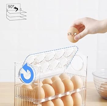 🥚Flippable Egg Rack – Stores 30 Eggs with Freshness Date Indicator