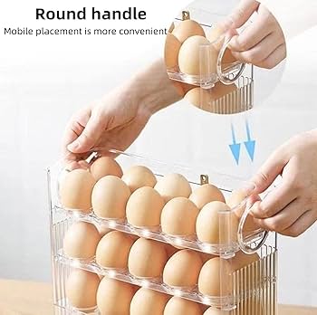 đ„Flippable Egg Rack â Stores 30 Eggs with Freshness Date Indicator